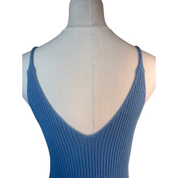 ZARA Blue Medium Ribbed Knit Fruit Embroidered Sleeveless V Neckline Camisole - Picture 8 of 10